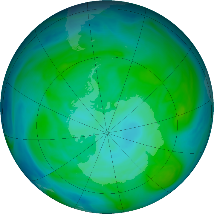 Antarctic ozone map for 30 December 2004